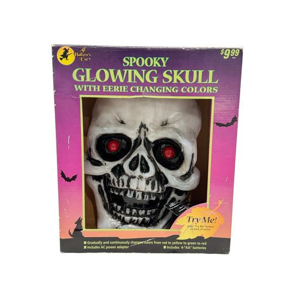 Large 13” Skeleton Skull Glowing Changing Colors Halloween Decor All Hallows Eve - Picture 1 of 3